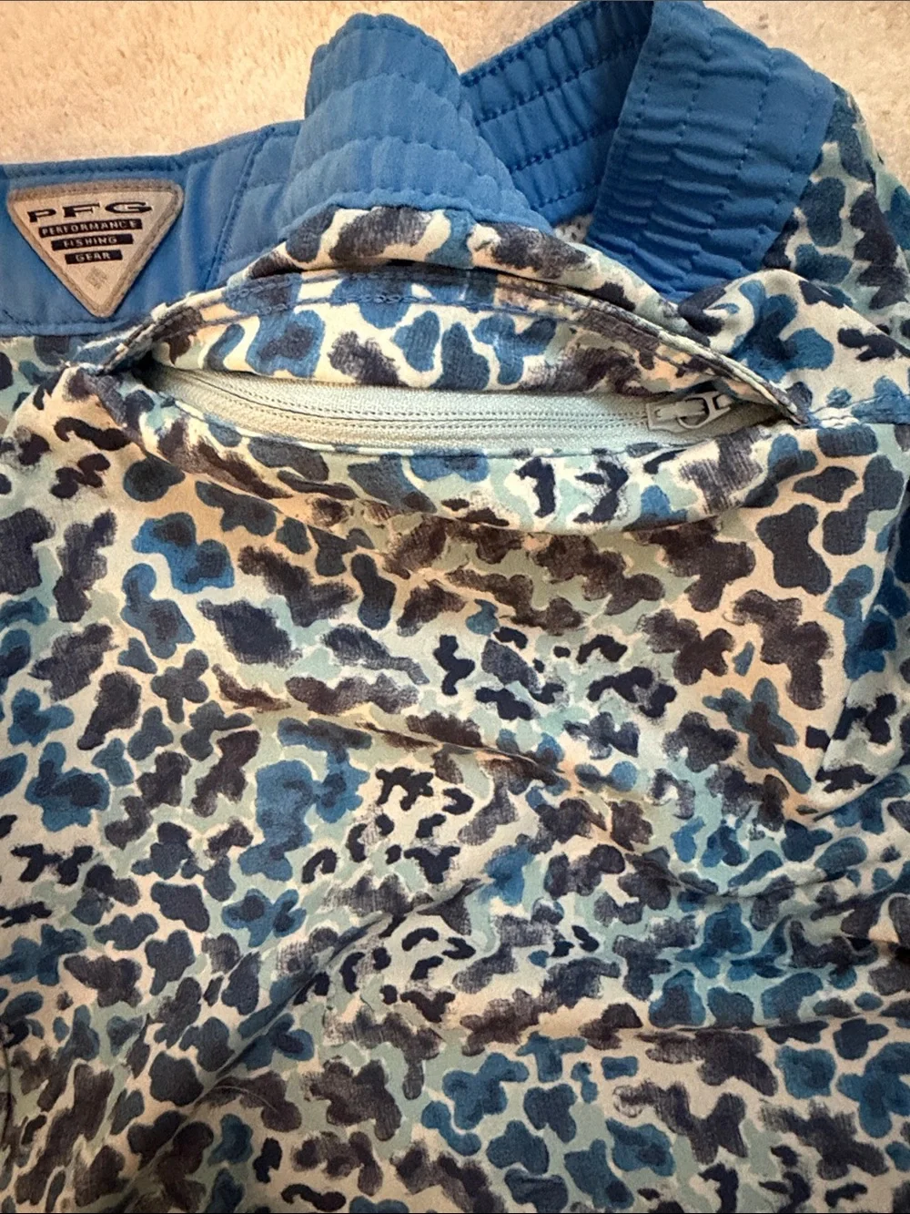 Columbia Blue Multi-Pattern Athletic Shorts with Elastic Waistband